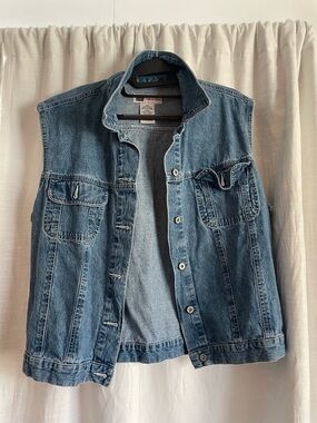 Faded Glory Vintage Blue Denim Sleeveless Jacket Vest